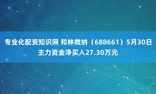 专业化配资知识网 和林微纳（688661）5月30日主力资金净买入27.30万元